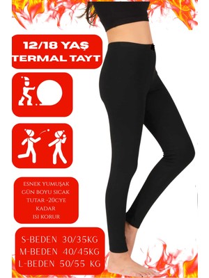 Mrmpro Kız Çocuk Termal Tayt – Siyah, Kışlık, Içi Polarlı, Esnek ve Sıcak Tutan  Kış Ayları İçin