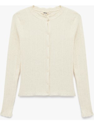 Uzun Kollu Bisiklet Yaka Düğmeli Triko Hırka