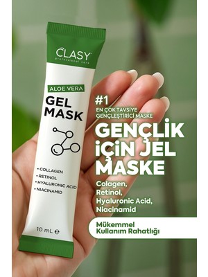 Aloevera Jel Yüz Maskesi Kolajen ve Hyaluronik Asitli Onarıcı Nemlendirici 20x10 ml Tekli Paket