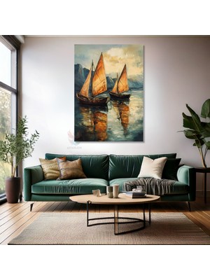 Kanvas Tablo Ev Ofis Duvar Tablosu Iki Yelkenli Yeni Ev Hediyesi Kanvas Ev Dekoru