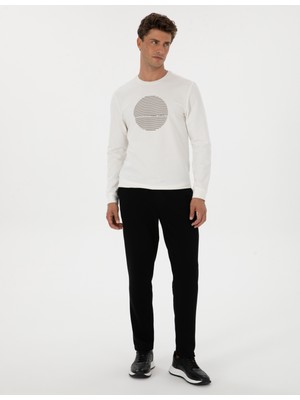 Pierre Cardin Erkek Siyah Slim Fit 3 Iplik Düz Paça Eşofman Altı 50317670-VR046