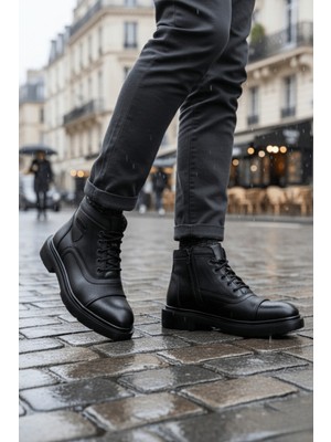 Muggo Gusta Bağcıklı Fermuarlı Içi Kürklü Erkek Kışlık Bot