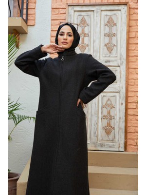 6577-KAŞE Pardesü Koyu Haki