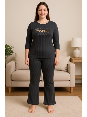 Siyah Kadın Büyük Beden Pijama Takımı