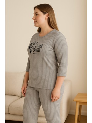 Kadın Gri Büyük Bedeb Pijama Takımı