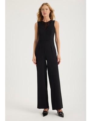 Dv Yaka Tül Parçalı Tulum