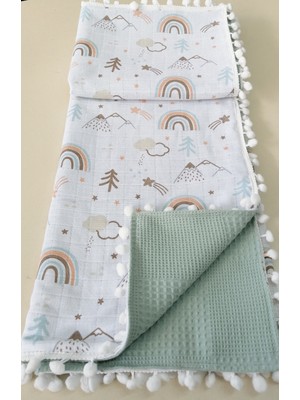 Babylifehome %100 Pamuk Müslin Kumaştan Pike Örtü