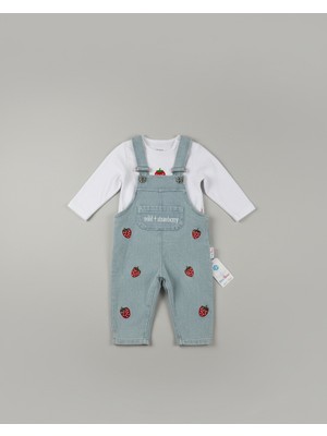 Çilekli Salopet Kız Bebek 2'li Takım