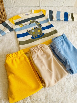 Erkek  Bebek ve Çocuk Dinazor Baskılı Pamuklu Alt Üst Takım