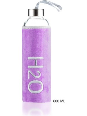 H2O Kadife Kılıflı Cam Matara 600 ML - Renk Seçenekli
