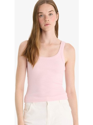 DeFacto Fitted U Yaka Slim Fit Kaşkorse Atlet F7818AX25AU Nefes Alabilir Pamuklu Kumaş