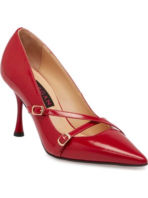 Tergan  Kırmızı Hakiki Rugan Deri Kadın Stiletto - K24S1AY67513-D02