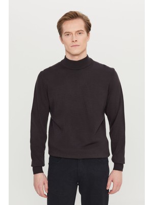 ALTINYILDIZ CLASSICS Erkek Kahverengi Tüylenme Yapmayan Standart Fit Normal Kesim Yarım Balıkçı Yaka Triko Kazak