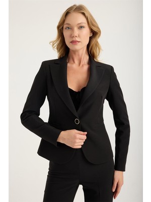 Tek Düğme 2 Fleto Cep Katlı Yaka Ceket