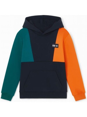 Kapüşonlu Parçalı 3 Ip Erkek Çocuk Sweatshirt Lacivert