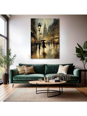 Kanvas Tablo Ev Ofis Duvar Tablosu Yağmurlu Şehir Yeni Ev Hediyesi Kanvas Ev Dekoru