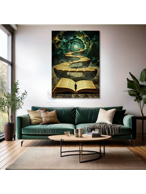 Kanvas Tablo Ev Ofis Duvar Tablosu Uzay ve Kitap Yeni Ev Hediyesi Kanvas Ev Dekoru