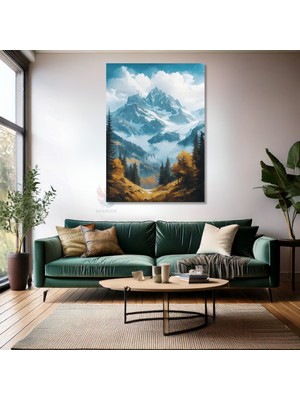 Kanvas Tablo Ev Ofis Duvar Tablosu Sisli Dağ Yeni Ev Hediyesi Kanvas Ev Dekoru
