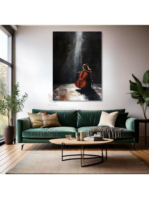 Kanvas Tablo Ev Ofis Duvar Tablosu Cello Calan Kadin Yeni Ev Hediyesi Kanvas Ev Dekoru
