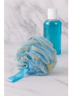  Vıchy Simli Banyo Lifi | Yoğun Köpük Etkili Duş Lifi | Cilt Temizleyici, Estetik ve Dayanıklı Vücut Lifi  VCH-6575  Mavi Gold Simli 60 gr