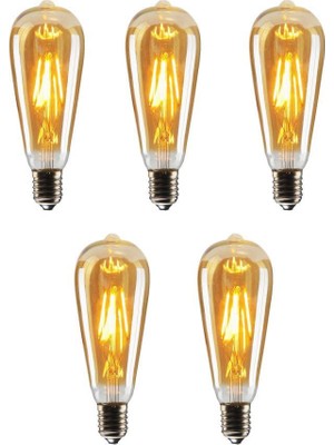 Şahnet 4W Dim Rustik LED Ampul Sarı Işık Armut Edison Ampul 5 Adet