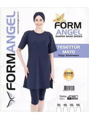Form Angel Kadın Düz Renk Büyük Beden Kısa Kollu Likralı Tesettür Mayo