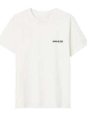 Beyaz Bisiklet Yaka Logo Baskılı Kısa Kollu T-Shirt