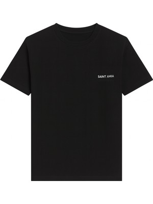 Siyah Bisiklet Yaka Logo Detaylı Kısa Kollu T-Shirt