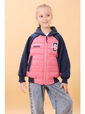 Perendi Kız Çocuk Kapüşonlu Kapitone Kolej Ceket – Gülkurusu İçi Peluşlu 9 - 10 Yaş İçin Şık Seçenek
