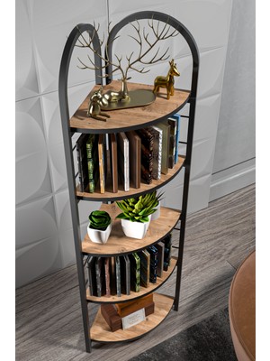 Kitaplık 5 Raflı Çiçeklik Çok Amaçlı Çalışma Odası Kütüphane Dekoratif Aksesuar Rafı Modern