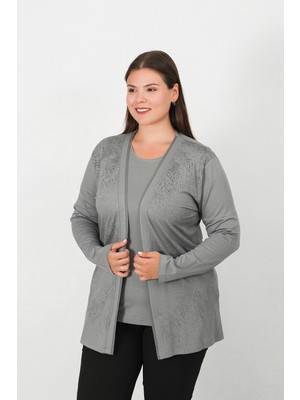 Lanze Içi Kısa Kol Bluzlu Ceketli İnce Takım 5201T Kadın Gri Renk Şık Tasarım Özel Olaylar İçin