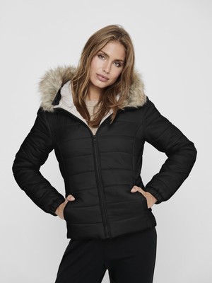 Only Onldogukan Fur Padded Kadın Siyah Mont