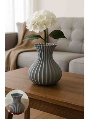 Dekoratif Modern Gri Vazo - 3D Tasarım