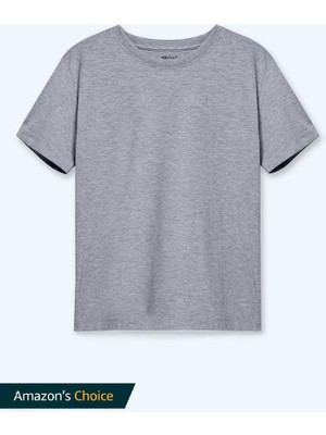 Brix Kadın Kısa Kollu Rahat Kalıp %100 Pamuk T-Shirt Açık Gri Renk