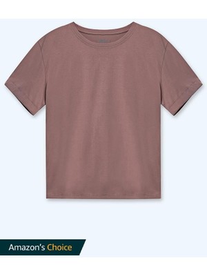 Brix Kadın Kısa Kollu Rahat Kalıp %100 Pamuk T-Shirt Kahverengi Renk