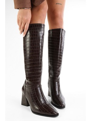 Kadın Tiago Kahve Kroko Çizme