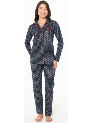 U.s Polo 20144  Bayan Uzunkol Pijama Takımı