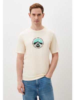 Jack&jones 12255640 On Baskılı Yazılı Yuvarlak Yaka Kısa Kol Tshırt