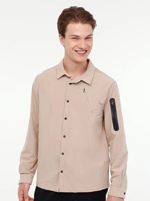 Lumberjack ml Zuhn ITL522 Pr Yan Gızlı Fermuar Kol Ustu Cep Fermuarlı Uzun Kol Gomlek