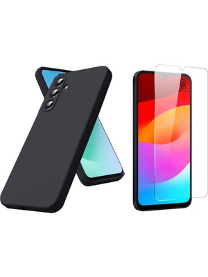 Samsung Galaxy A17 ile Uyumlu Kılıf Esnek Premium Telefon Kılıfı ve Temperli Cam Ekran Koruyucu