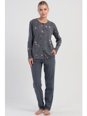 Pamuklu Kadın Tamamı Düğmeli Uzun Kol Pijama Takım
, 503236