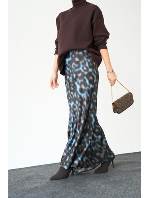 Uzun Saten Etek - Siyah-Mavi