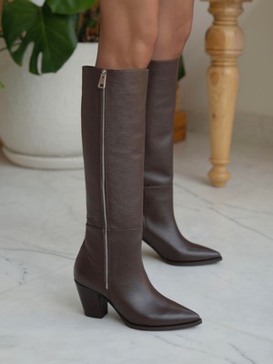 Kiev Kahve Hakiki Deri  Çizme