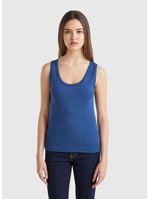 Benetton Yuvarlak Yaka Indigo Kadın Atlet 3GA2DH010