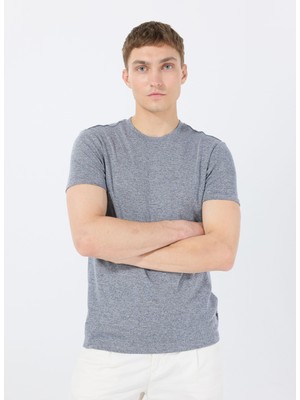 Guess Bisiklet Yaka Desenli Mavi Erkek T-Shirt M5GP16KCRB0F73J Ss Bradford Knıt