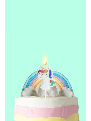 Beyaz  1 Rakamı Unicorn Figür Parti Mumu