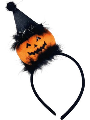 Turuncu  Şapkalı Bal Kabağı Figürlü Halloween Kız Çocuk Taç