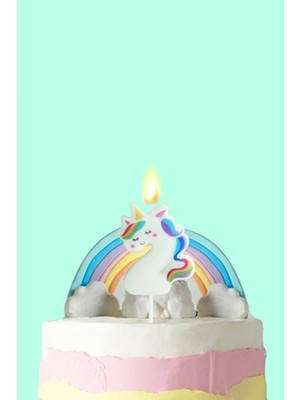 Beyaz  2 Rakamı Unicorn Figür Parti Mumu
