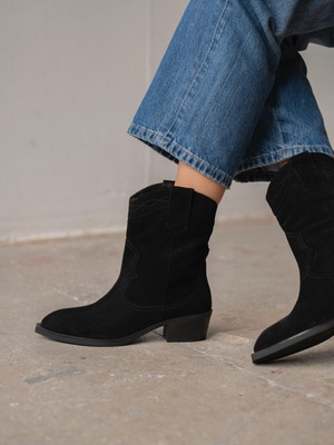Riry Siyah Süet Hakiki Süet Kadın Bot