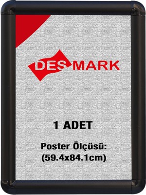 25 mm A1(59.4X84.1) Rondo Köşe Alüminyum Aç-Kapa Çerçeve – Poster Çerçevesi (Siyah Renk)